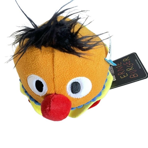 Bark Box Ernie Burger Sesame Street Dog Chew Toy Plush Squeaker Barkbox Gift - Picture 5 of 6